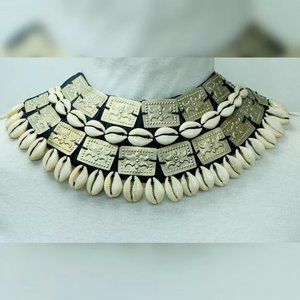 Unique Boho Necklace With Shells and Metal Pieces, Vintage Special Design Neckla